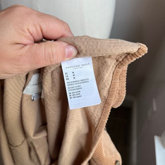 American Eagle Corduroy Tan Brown Lightweight Cropped Jacket Size M - Picture 6 of 7